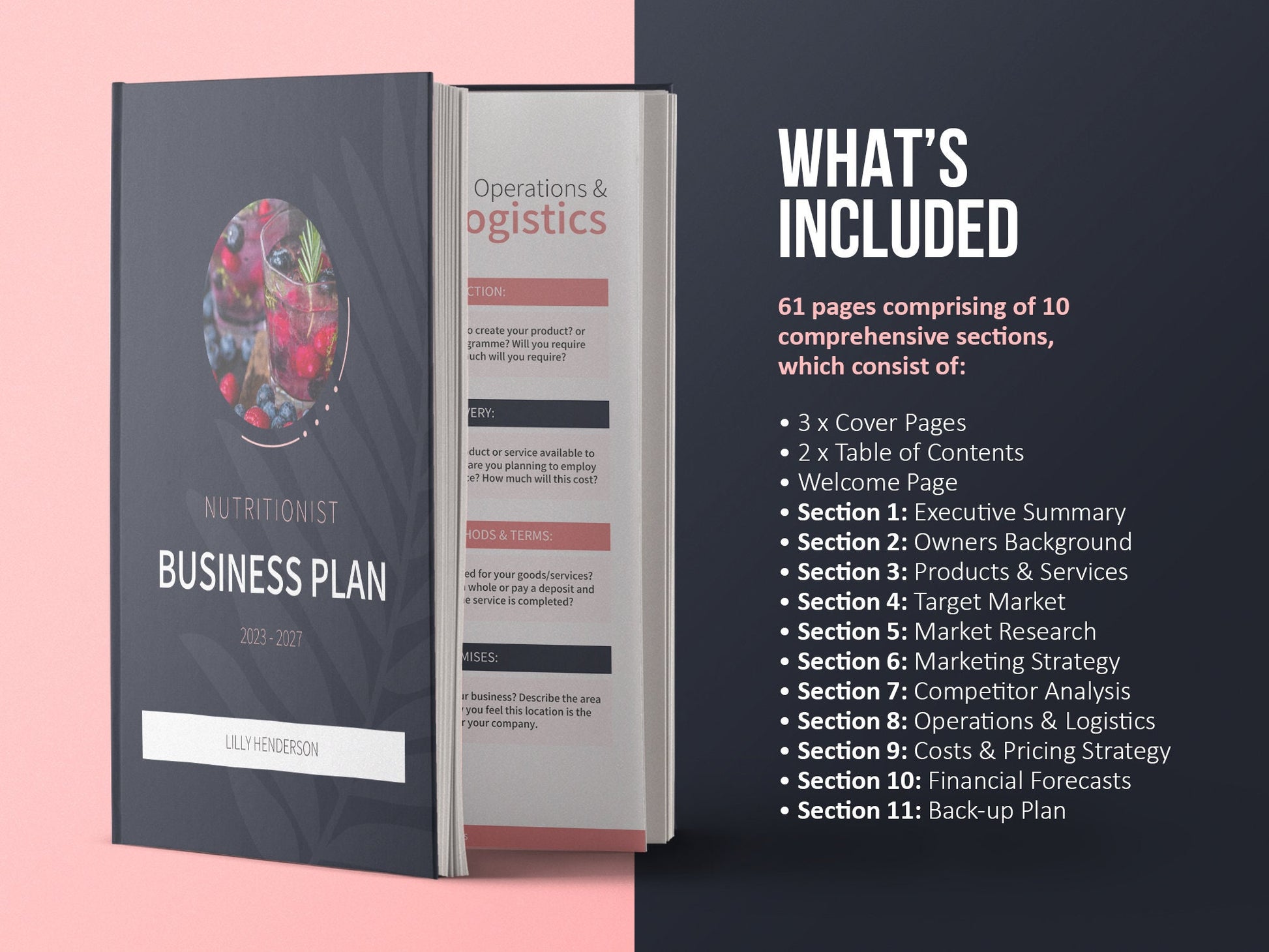 Nutritionist Business Plan Template (Blush)