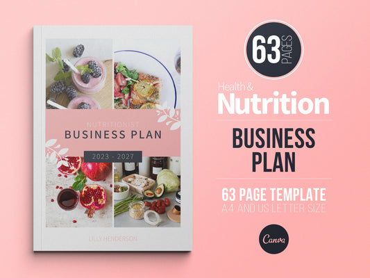 Nutritionist Business Plan Template | Nutrition Business Strategy | Dietitian | Business Proposal | Canva Template | Digital Business Plan