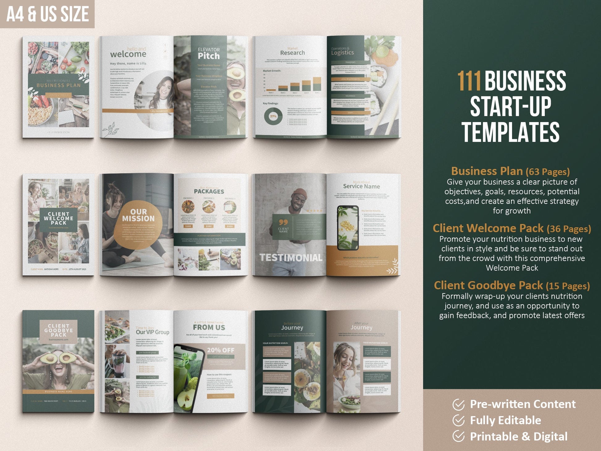 Nutritionist Ultimate Toolkit | Health and Nutrition Templates | Health and Wellbeing | Dietitian Template | Canva Template | Recipe Book