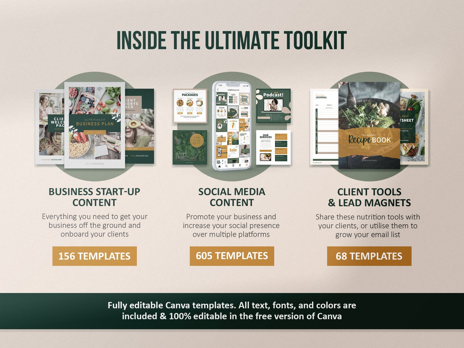 Nutritionist Ultimate Toolkit | Health and Nutrition Templates | Health and Wellbeing | Dietitian Template | Canva Template | Recipe Book
