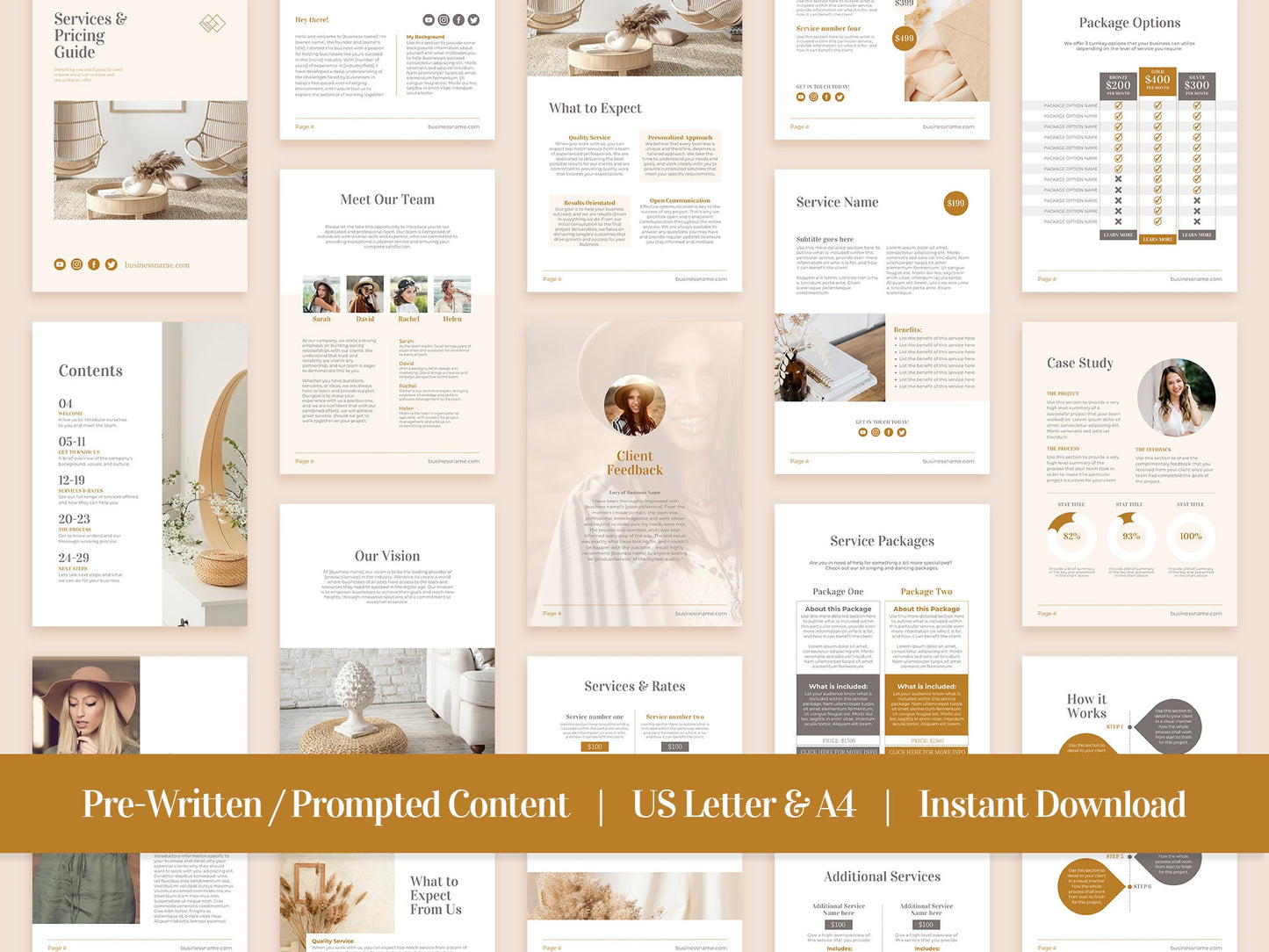 Services and Pricing Guide Template (Boho)