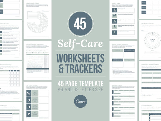 Self-Care Worksheets & Trackers (Duck Egg)