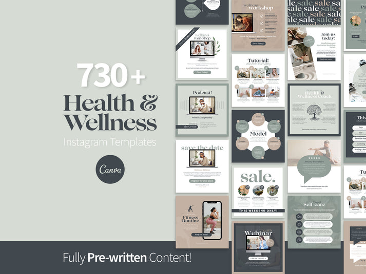 730+ Health and Wellness Instagram Post Templates – simplifymysocials
