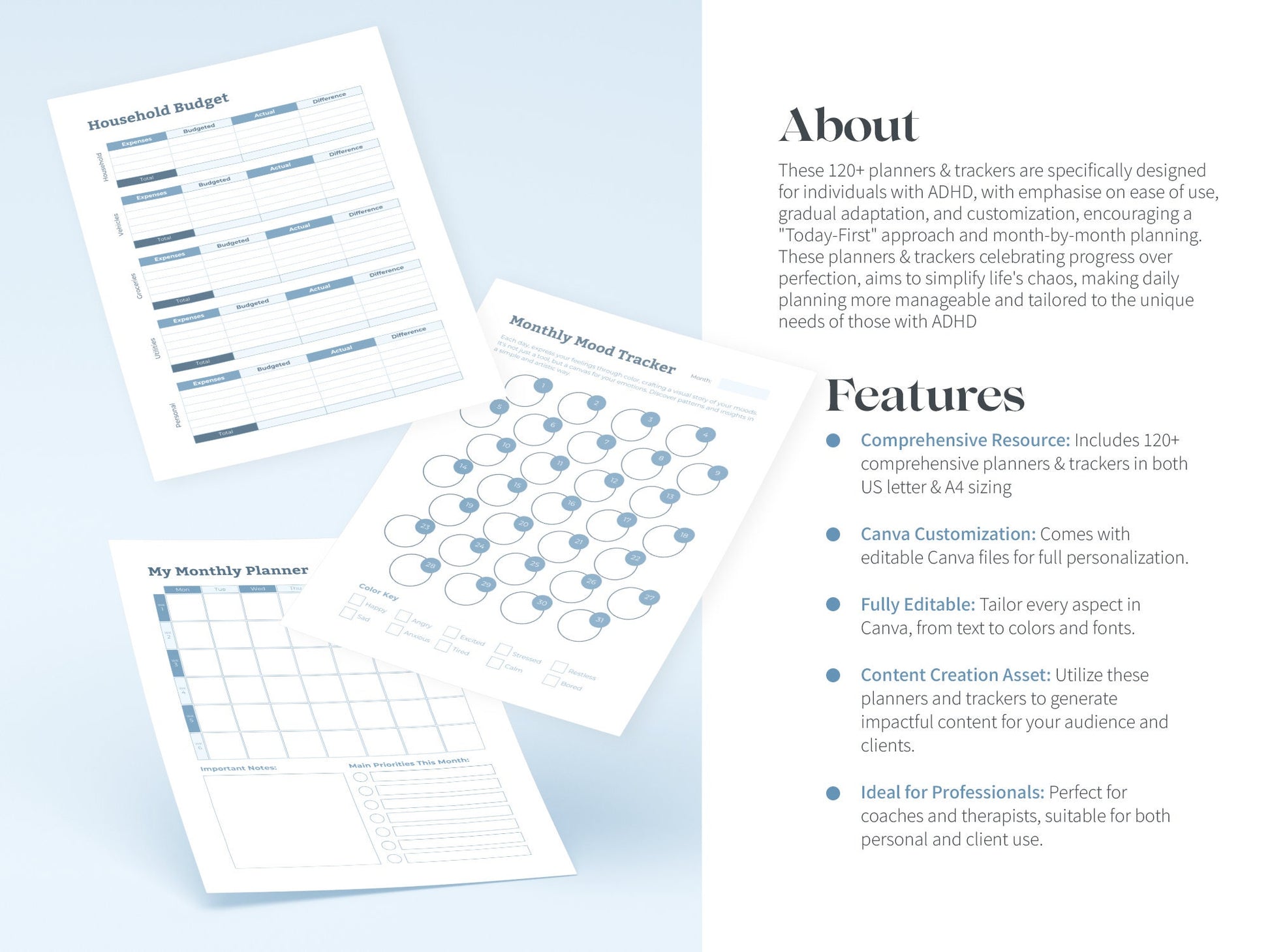 ADHD Adult Printable Planners and Trackers